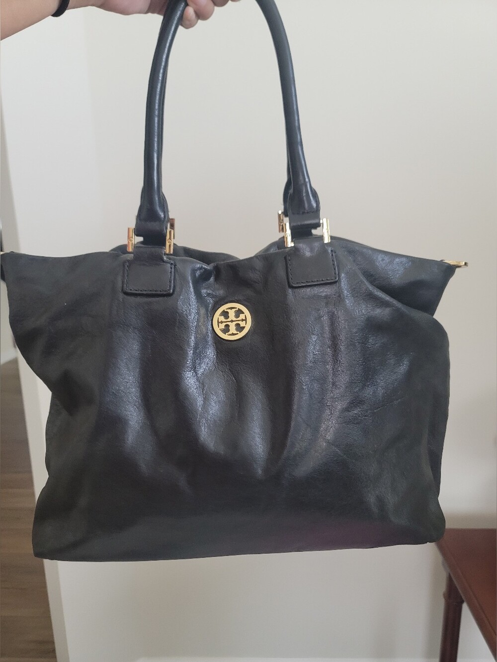 Tory Burch Leather Top Handle Bag,Black